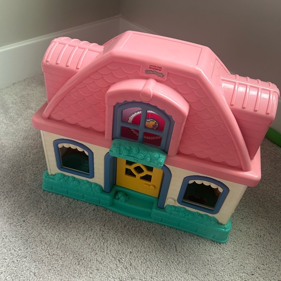 Fisher-Price Little People Vintage Pink and Teal Playhouse 2002 - Picture 1 of 13